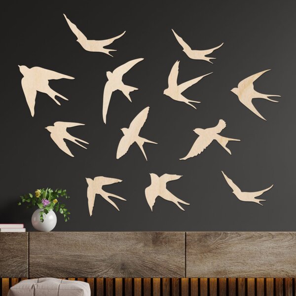 Decorațiuni murale din lemn cu păsări zburătoare | FLOCK