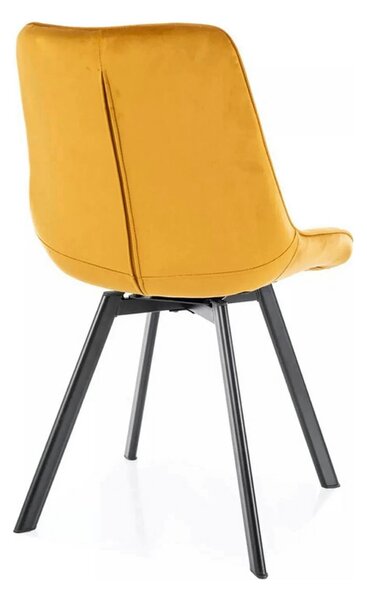 Scaun MONTI, galben curry - Bluvel 68, stofa catifelata/metal, 51x44x8