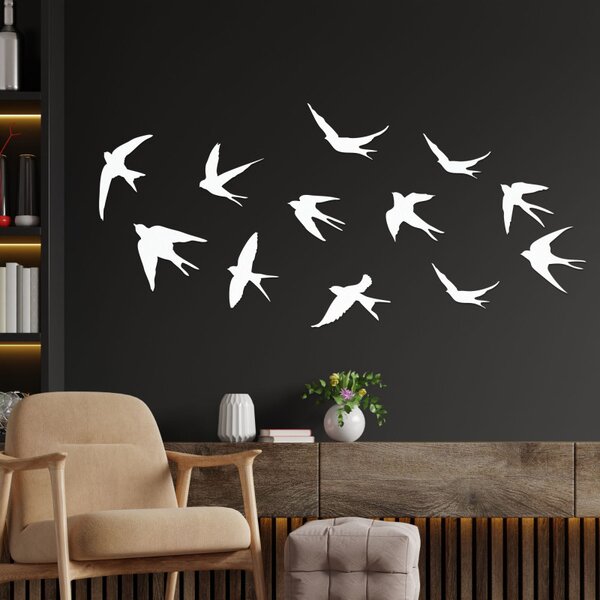 Decorațiuni murale din lemn cu păsări zburătoare | FLOCK