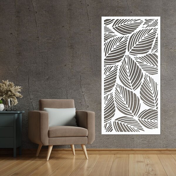 Decorațiune murală din lemn cu frunze – pictură tropicală pe panou | LUFUS