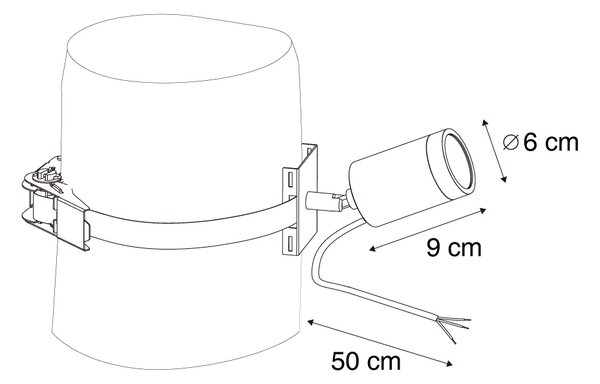 Spot exterior negru pentru copac GU10 50mm rotativ și înclinabil IP65 - Solo