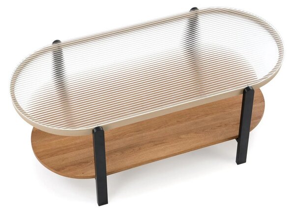 Masuta KAMALA, transparent/negru, 110x54x43 cm