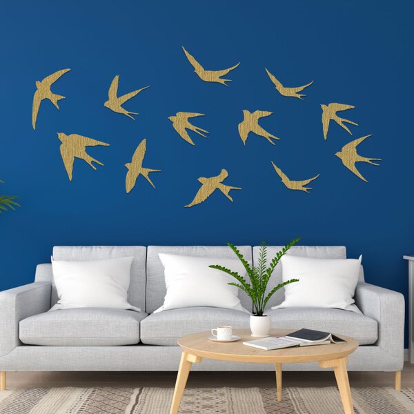 Decorațiuni murale din lemn cu păsări zburătoare | FLOCK