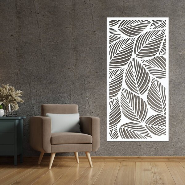 Decorațiune murală din lemn cu frunze – pictură tropicală pe panou | LUFUS
