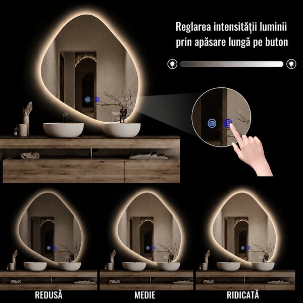 Oglindă de baie cu iluminare LED și funcție anti-aburire Acvelia