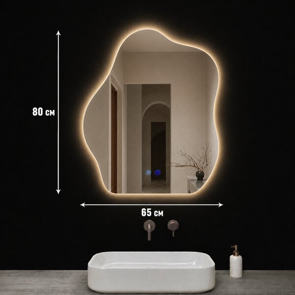 Oglindă de baie cu iluminare LED și funcție anti-aburire Oriala – 65x80 cm