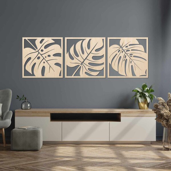 Decorațiune murală din lemn cu monstera | SALAS
