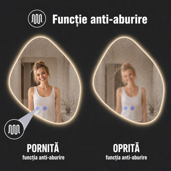 Oglindă de baie cu iluminare LED și funcție anti-aburire Acvelia