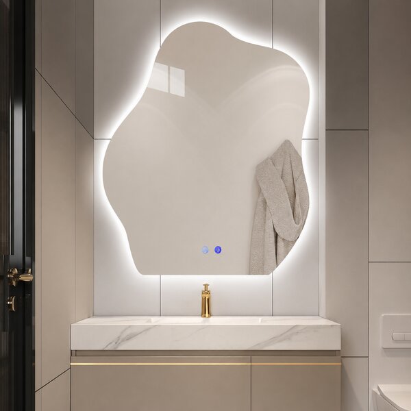 Oglindă de baie cu iluminare LED și funcție anti-aburire Oriala – 65x80 cm