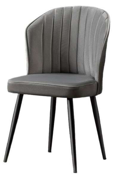Set 4 scaune RUBI, gri/negru, stofa catifelata/metal, 52x42x85 cm