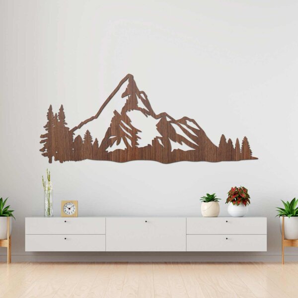 Pictură pe lemn Panoramă montană – Decorațiune murală modernă din lemn | TANA