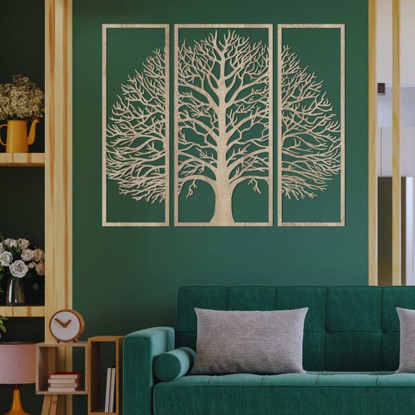 Decorațiune murală din lemn Copacul Vieții: decorațiune murală din lemn din 3 piese | DIVISA