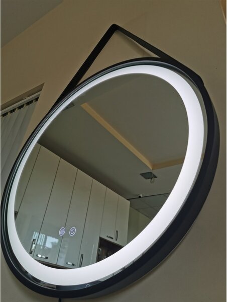 Oglindă de baie cu iluminare LED și funcție anti-aburire Senara – 70x70 cm