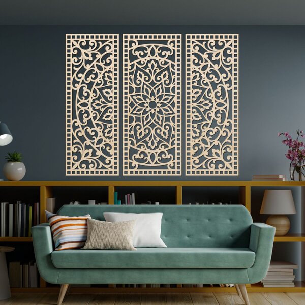 Panou mandala din trei piese pentru decorarea peretelui | AURELIA