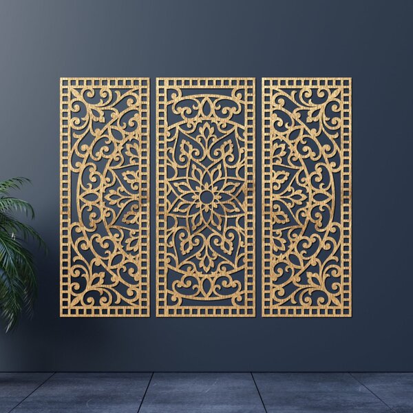 Panou mandala din trei piese pentru decorarea peretelui | AURELIA