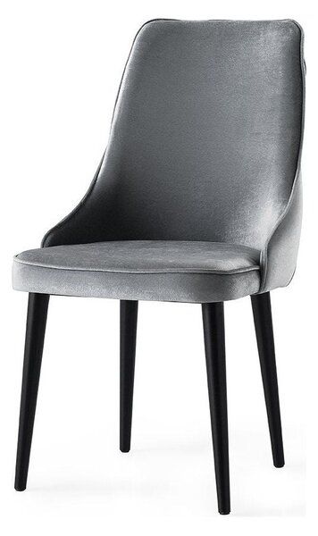 Set 4 scaune SEYHAN, gri/negru, stofa catifelata, 52x50x98 cm