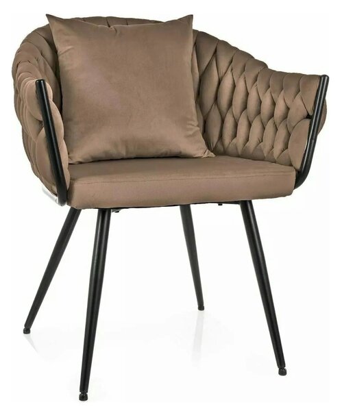 Scaun NUVO, bej inchis - Bluvel 40, stofa catifelata/metal, 62x47x86 c
