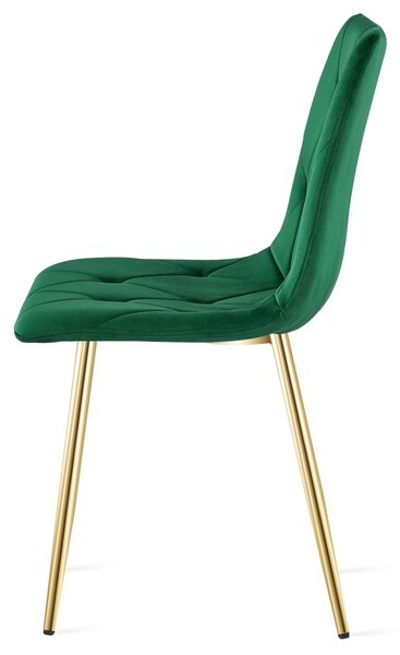 Verde scaun bucatarie LIBRA din catifea cu picioare aurii