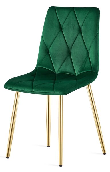 Verde scaun bucatarie LIBRA din catifea cu picioare aurii