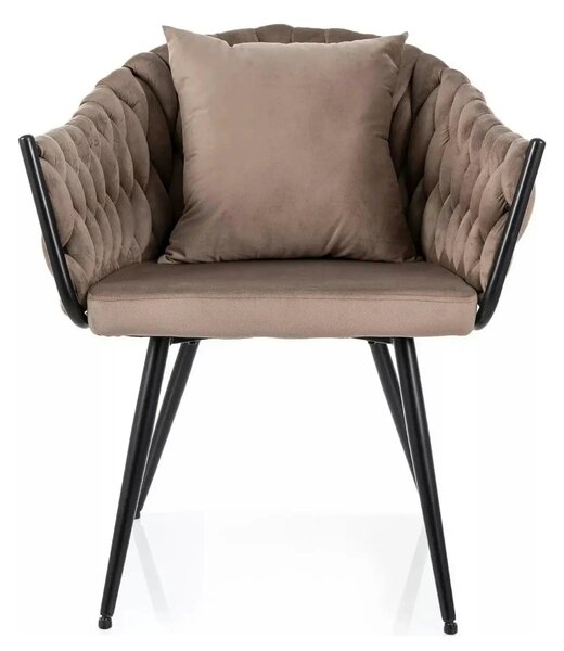 Scaun NUVO, bej inchis - Bluvel 40, stofa catifelata/metal, 62x47x86 c