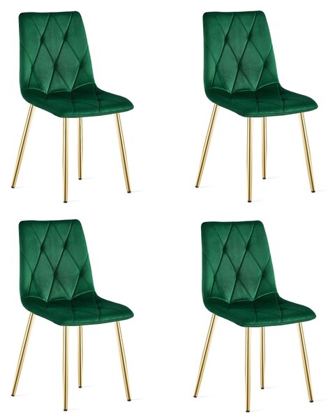 Verde scaun bucatarie LIBRA din catifea cu picioare aurii