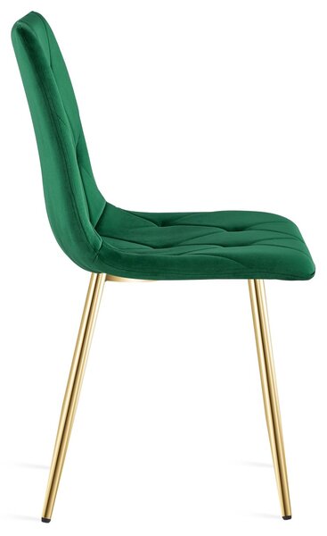 Verde scaun bucatarie LIBRA din catifea cu picioare aurii