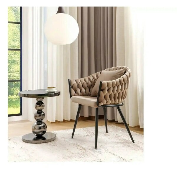 Scaun NUVO, bej inchis - Bluvel 40, stofa catifelata/metal, 62x47x86 c