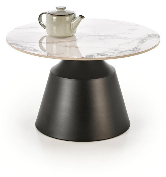 Set 2 masute cafea MAGNETA, alb cu efect de marmura/negru, piatra sint