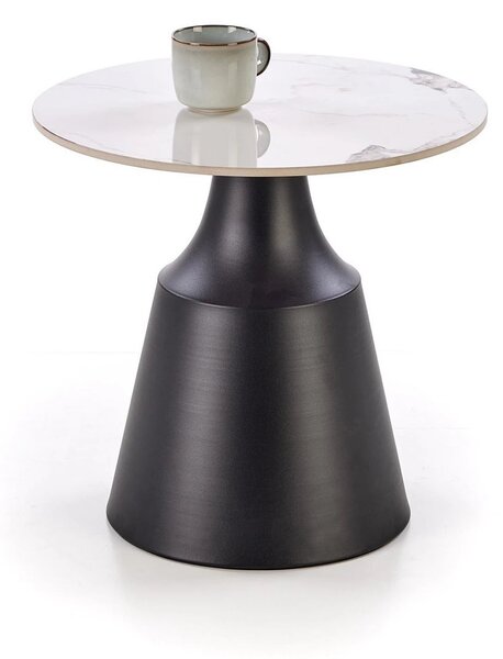 Set 2 masute cafea MAGNETA, alb cu efect de marmura/negru, piatra sint