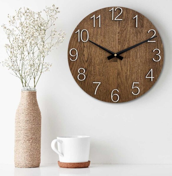 Ceas de perete minimalist din lemn de stejar - VBIT