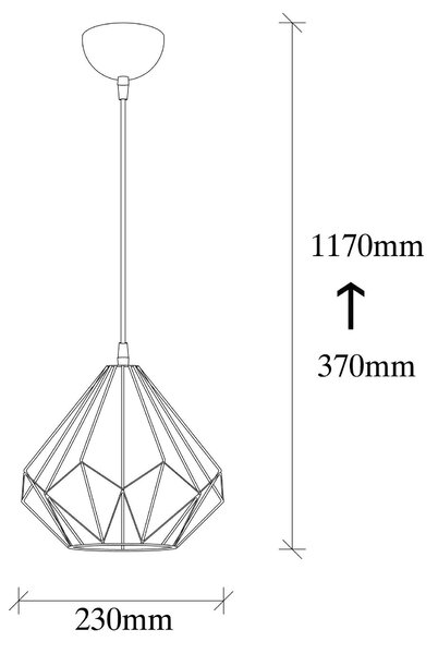 Lustra 704-S, negru, metal, 23x37-117 cm