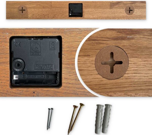 Ceas de perete din lemn de stejar, design modern - TKOI