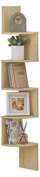 Polita de colt pentru perete ESTANTE, 5 rafturi cu decor stejar artisan, 126x20cm