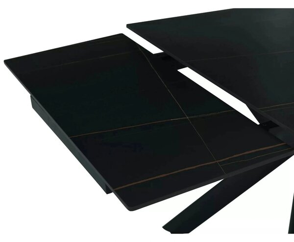 Masa extensibila NORTON, negru cu efect de marmura/negru, 160/240x90x7