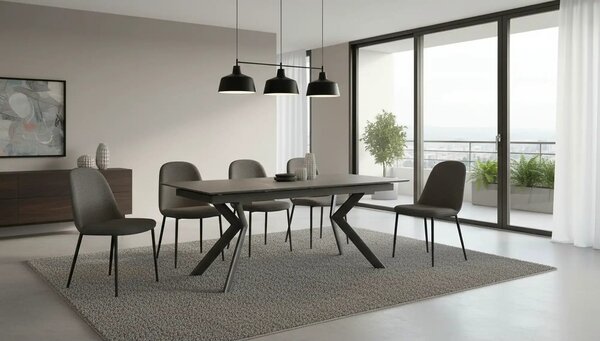 Masa extensibila NORTON, negru cu efect de marmura/negru, 160/240x90x7