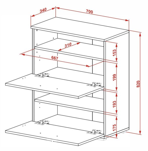 Pantofar LIMA ST3, stejar artisan, PAL laminat, 70x32x82 cm