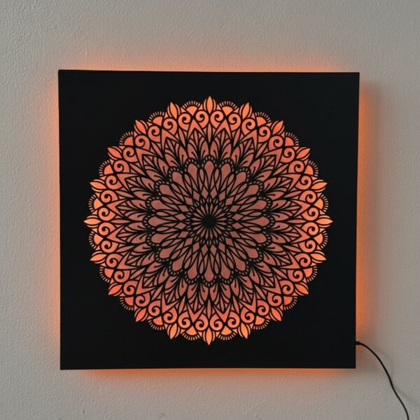 Pictură Mandala din lemn cu LED – mandală iluminată din spate | BAKE