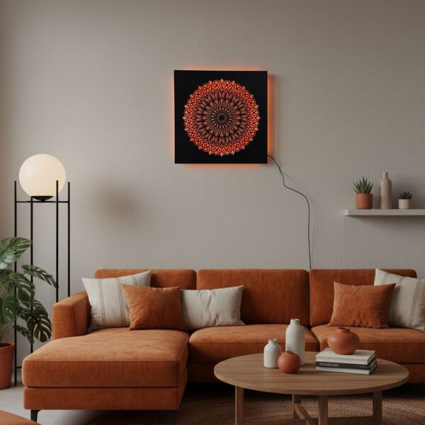 Pictură Mandala din lemn cu LED – mandală iluminată din spate | BAKE