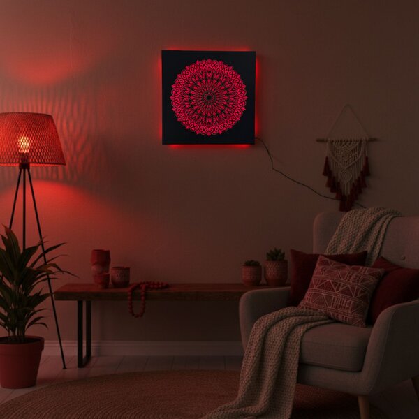 Pictură Mandala din lemn cu LED – mandală iluminată din spate | BAKE