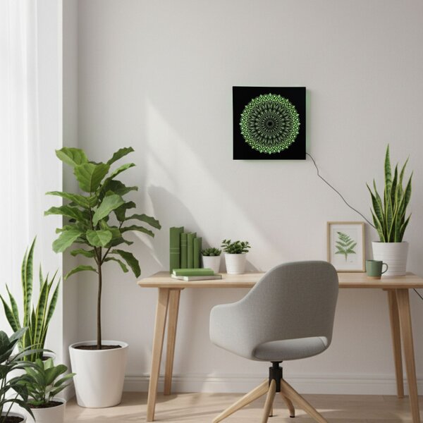 Pictură Mandala din lemn cu LED – mandală iluminată din spate | BAKE
