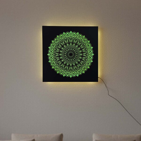 Pictură Mandala din lemn cu LED – mandală iluminată din spate | BAKE