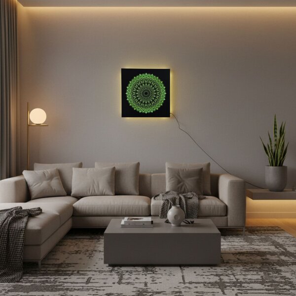Pictură Mandala din lemn cu LED – mandală iluminată din spate | BAKE