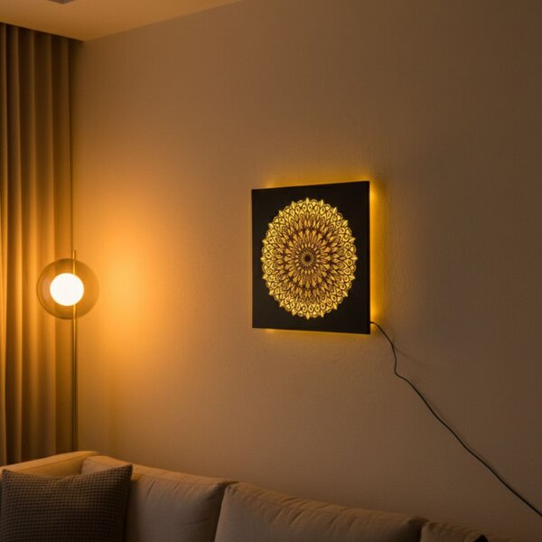 Pictură Mandala din lemn cu LED – mandală iluminată din spate | BAKE
