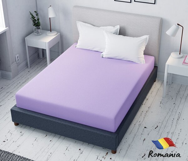 Cearceaf de pat lila cu elastic Evostar bumbac100% ranforce /90x200 cm dimensiune standard