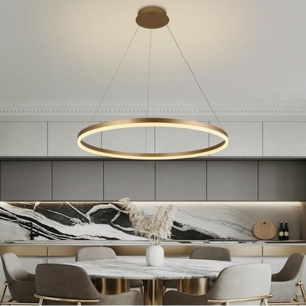 Brilagi - Pendul LED CIRCLE reglabil pe cablu, 55W/230V, 3000-6500K, auriu + telecomandă