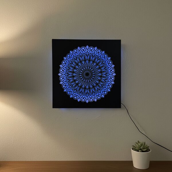 Pictură Mandala din lemn cu LED – mandală iluminată din spate | BAKE