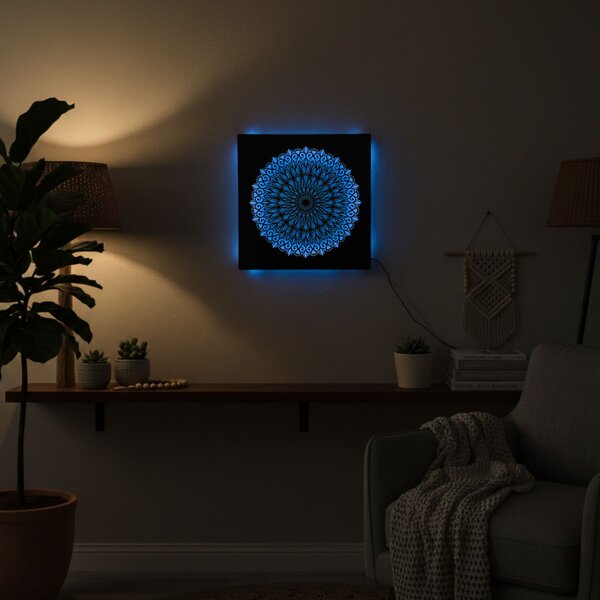 Pictură Mandala din lemn cu LED – mandală iluminată din spate | BAKE