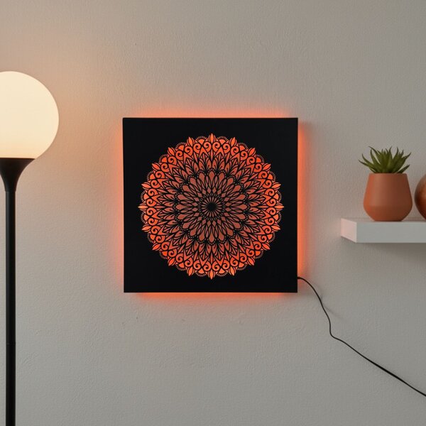 Pictură Mandala din lemn cu LED – mandală iluminată din spate | BAKE