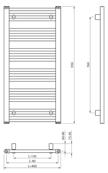 Bruckner Bruckner, calorifer ALBRECHT 400x930mm, alb, 600.211.4