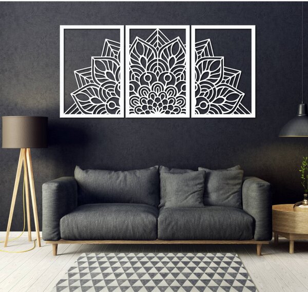 Mandala florală din 3 piese pentru perete | FLOFER
